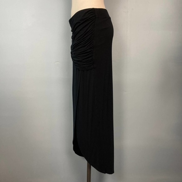 CABI Runaround Draped High Low Maxi Jersey Skirt Size M Black Style 5052 Ruching - Picture 6 of 12